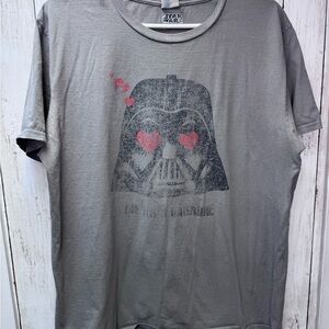 Star Wars Gray Graphic T-Shirt- Darth Vader Be My Valentine size Large
